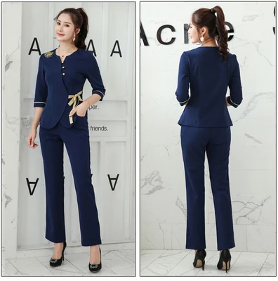 Blue suit Для женщин Рабочая одежда 2 шт. Комплекты Женские Сауна ванны для ног Форма Красота Костюмы косметичка медицинская рабочая одежда, униформа для сотрудниц спа-салонов - Цвет: Blue suit