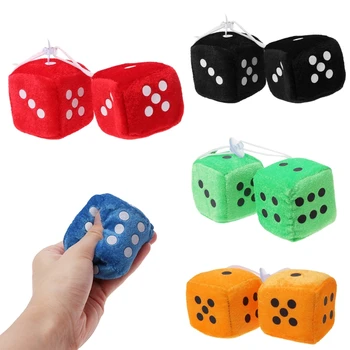 

Fashion New 1 Pair Auto Car Fuzzy Dice Dots Rear View Mirror Hanger Decoration Car Styling Interior Accessorie 6 Colors