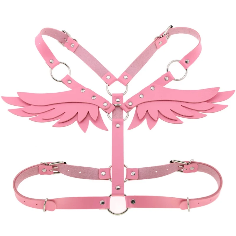 PG0522pink Бюстгальтер на бретельках, кожа, Розовый Готический пояс, грудь, бондаж, топ, пентаграмма, сексуальное нижнее белье, подтяжки, панк, регулируемый фестивальный рейв - Цвет: PG0522pink