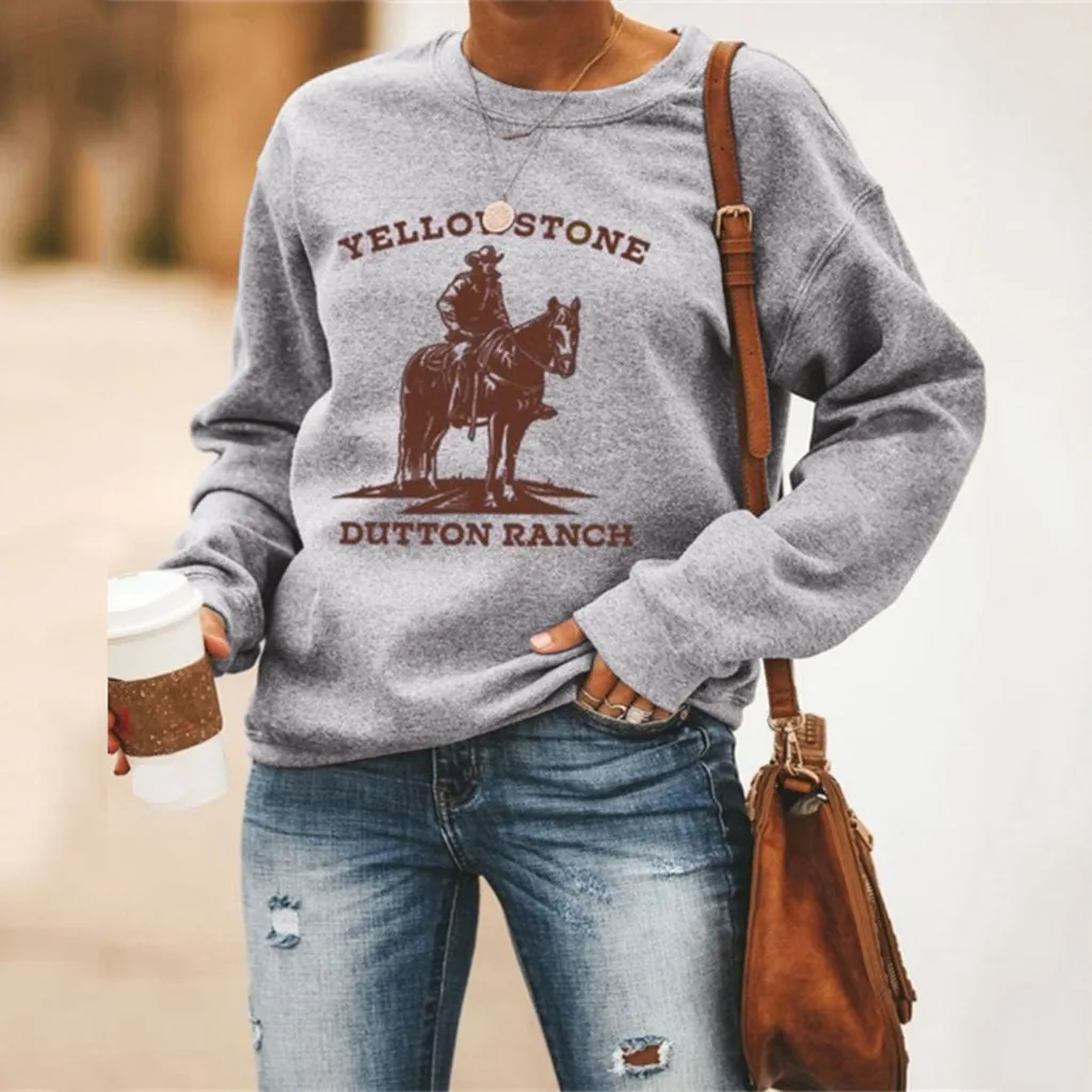 Yellowstone Dutton RANCH Women's 3D Printed Sweatshirts Tops Pullvoer