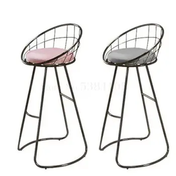 

North Europe Ins Bar Chair Light Luxury Bar Chair Modern Simple Backrest Household High Stool Fashion Iron Line Stool