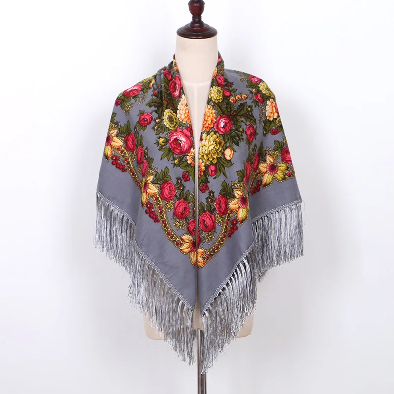 Мусульманский напечатанный туристический Национальный Ветер кисточкой женский шарф весна и осень украшение мусульманский платок женский квадратный шарф, платок