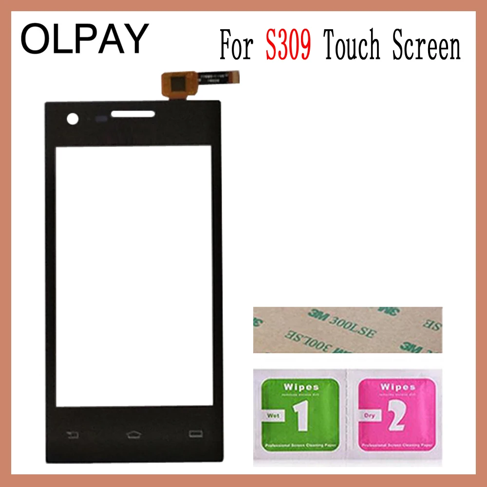OLPAY 4,0 дюймов для philips S309 S 309 сенсорный экран дигитайзер панель передняя внешняя стеклянная линза сенсор Бесплатный клей+ салфетки - Цвет: Black No Tools