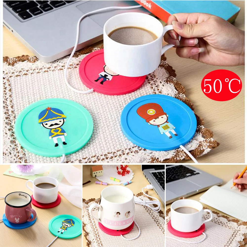 USB мультяшный силиконовый подогреватель тепла, чашка для молока, чая, подстаканник, кофейные кружки, коврики для горячих напитков, практичный, 50℃