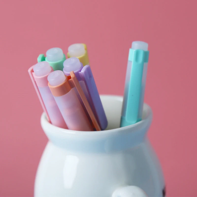 6ピース/ロット消去可能なダブルヘッド蛍光ペンアートマーカー蛍光ペン