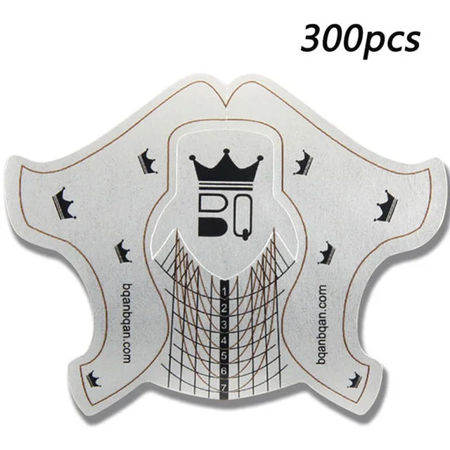 white 300pcs BQAN 500 шт./компл. форма для ногтей гель лак для ногтей формы для наращивания ногтей Инструменты для укладки волос Curl формы для Уход за ногтями DIY инструмент - Цвет: white 300pcs
