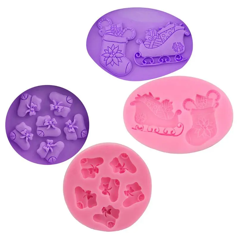 

2pcs Christmas Boots Silicone Fondant Mold Cake Chocolate Decorating DIY Baking X3UC