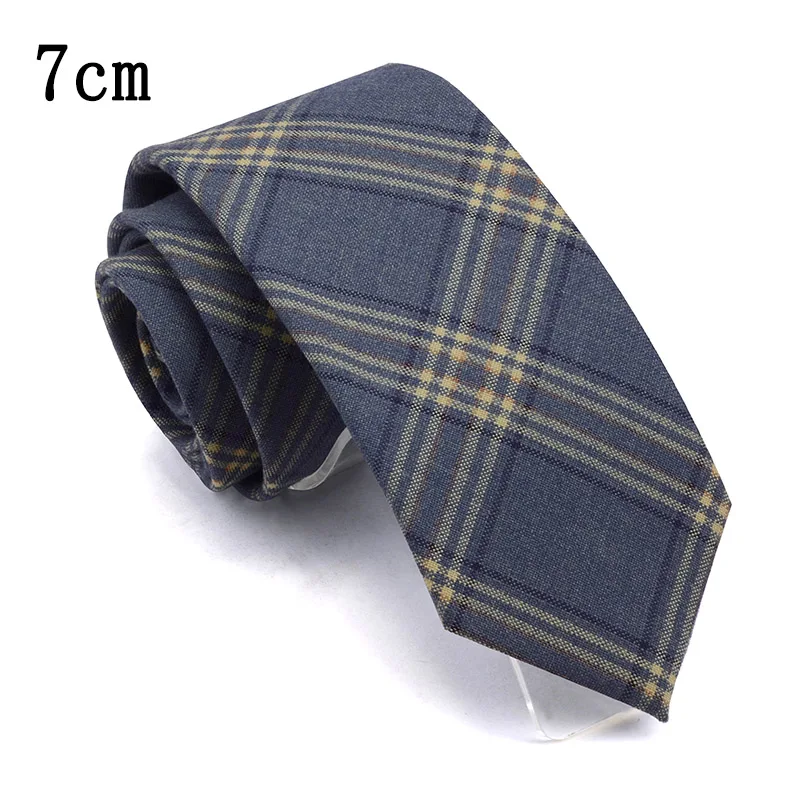 7 см или 7,5 см тонкий мужской костюм хлопок галстук зеленый синий плед полосатый галстук для мужчин Бизнес Свадьба Для худой шеи галстуки аксессуары - Цвет: A02