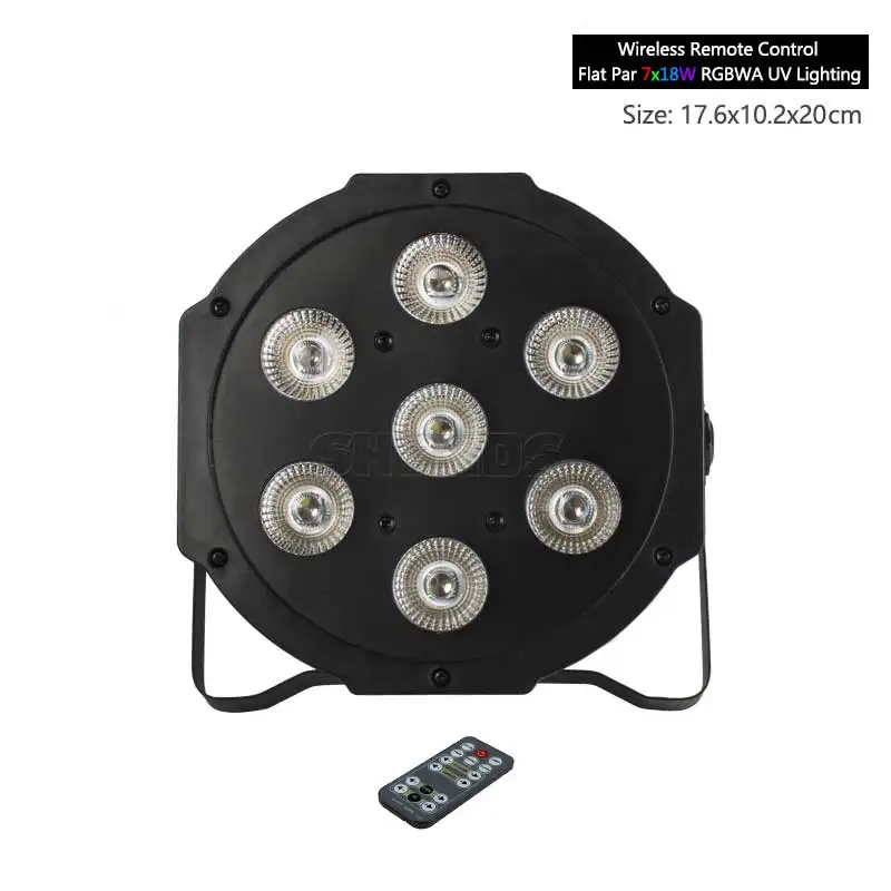 SHEHDS дистанционный светодиодный Par 7x18 Вт RGBWA УФ светомузыка, DMX 6/10 DMX каналы вечерние DJ освещение дизайн PAR свет для клубных вечерние шоу - Цвет: Remote 7x18W RGBWAUV