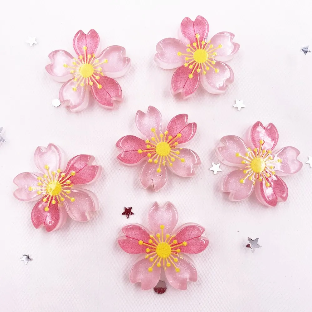 아름다운 반짝이 다채로운 수지 벚꽃 플랫백 라인스톤 야광 스크랩북 DIY 액세서리 장식 공예 SH8, 26mm