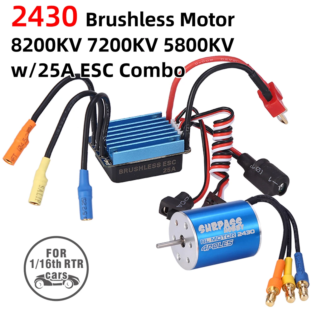 2430 7200KV Motor & 25A Brushless ESC for 1/18 1/16 HSP HPI Tamiya RC
