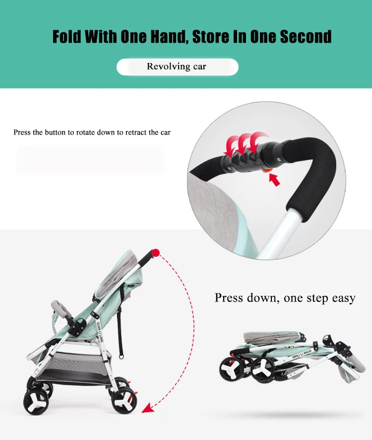 Travel Stroller High Landscape Baby Stroller Baby Buggy Folding Newborn Carriage 2 in 1 5.5KG Lightweight Pram On Plane 3 C