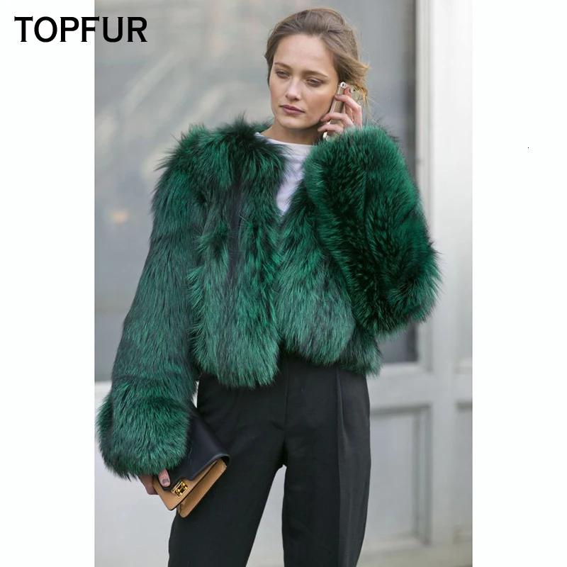 TOPFUR новые модные зимние женские короткие пальто из натурального меха для женщин верхняя одежда из натурального Лисьего меха и пальто базовые короткие куртки