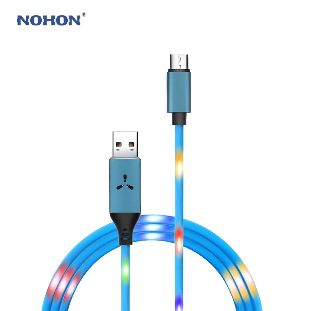 

NOHON Sound Control LED Flashing USB Cable For iPhone X XS XR For Samsung S10 S9 Fast Charging Type C Micro USB Phone Data Cord