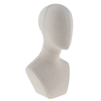 

20 Inch Canvas Block Manikin Head Display Stand Mannequin Head Model For Wigs Making or Jewelry Necklace Display - White