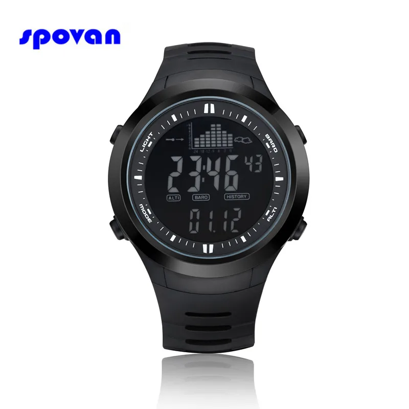 Goedkoop Relogio Masculino SPOVAN Digitale Sport Horloge Heren Waterdicht Barometer Hoogtemeter Thermometer Stopwatch Polshorloge Klok Mannen Saat