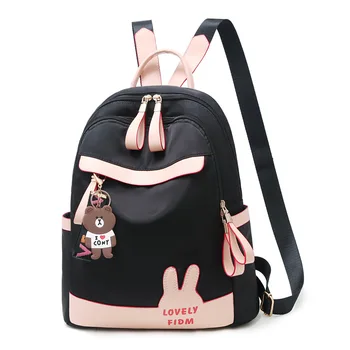 

Korean Style Leisure Lady Backpack Waterproof Oxford Large Capacity Outdoor Travel Bag Women Cute Rabbit Ear Laptop Bags JD04051