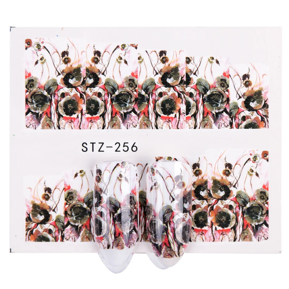 1 Стикеры для ПК на ногти цветочный дизайн полированные слайдеры переводные наклейки для воды Полное Обертывание маникюр декор клей советы LASTZ255-369