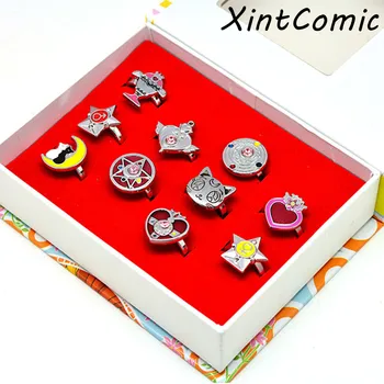 

Anime Sailor Moon Rings Sailor Mercury Mars Jupiter Venus Uranus Neptune Pluto Saturn Metal Ring Cosplay Accessories 10pcs