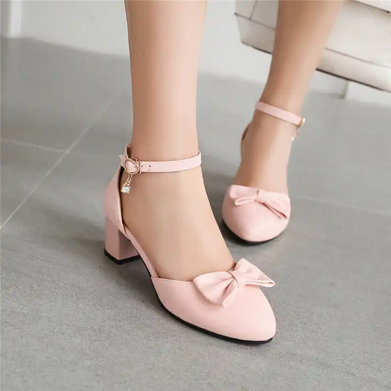 pink block heels closed toe