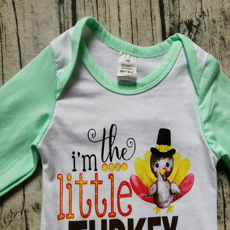 Thanksgiving infant baby cotton full sleeve letter Turkey patchwork tops bodysuits jumpsuits newborn outwear 0-18M