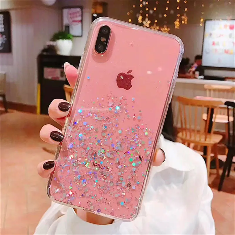 Чехол для телефона Ottwn с блестками и iPhone 11 12 Pro X XR XS Max 7 8 6 6s Plus SE 2020 прозрачный