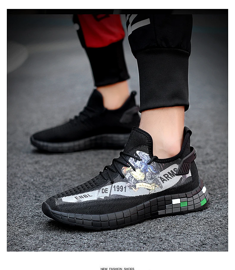 NIKEZI/мужские повседневные сетчатые Лоферы без шнуровки с 3D принтом Flyknit; легкая обувь для прогулок; спортивные кроссовки Yeezys Air Boost
