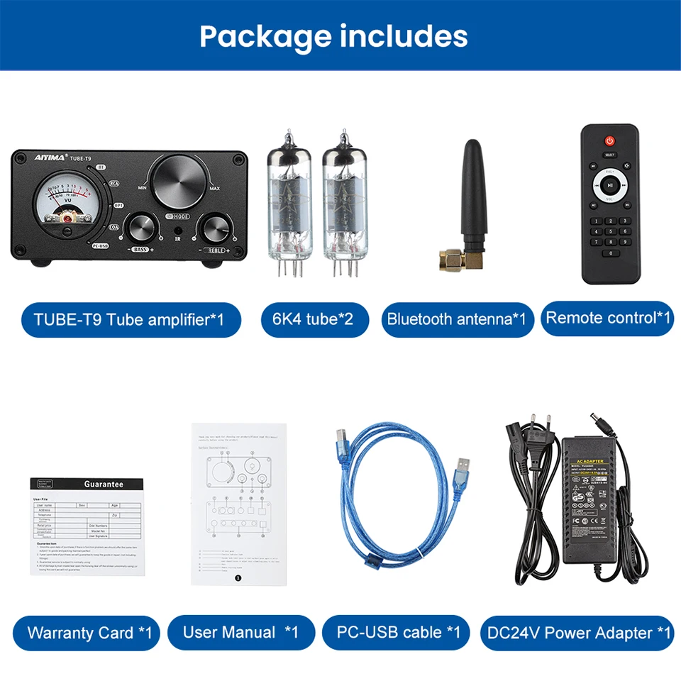 Aiyima áudio t9 bluetooth 5.0 tubo de