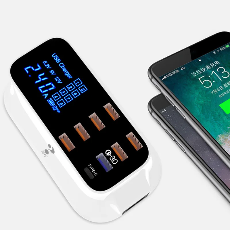 

Universal 40 W Usb Quick Charge 3.0 5v 8a For Iphone 7 8 Eu Us Uk Plug Mobile Phone Fast Charger Charging For Samsug S8 S9 S10