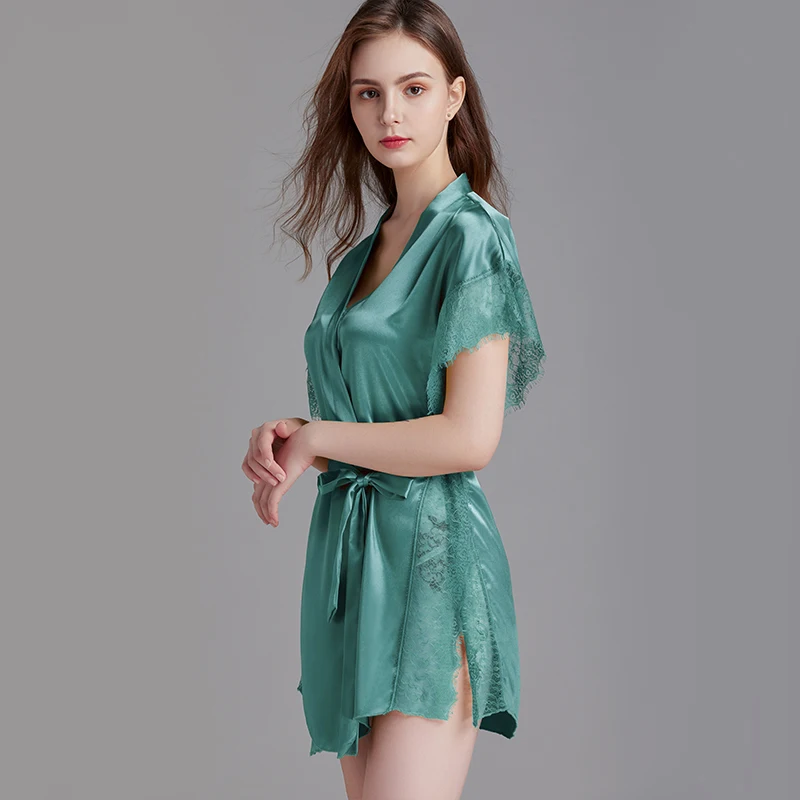 

The Latest Fashion In 2021 Lace Sexy And Charming Pajamas Women's Summer Silk Sexy Nightgown Home Morning Gown Thin Home cCothes