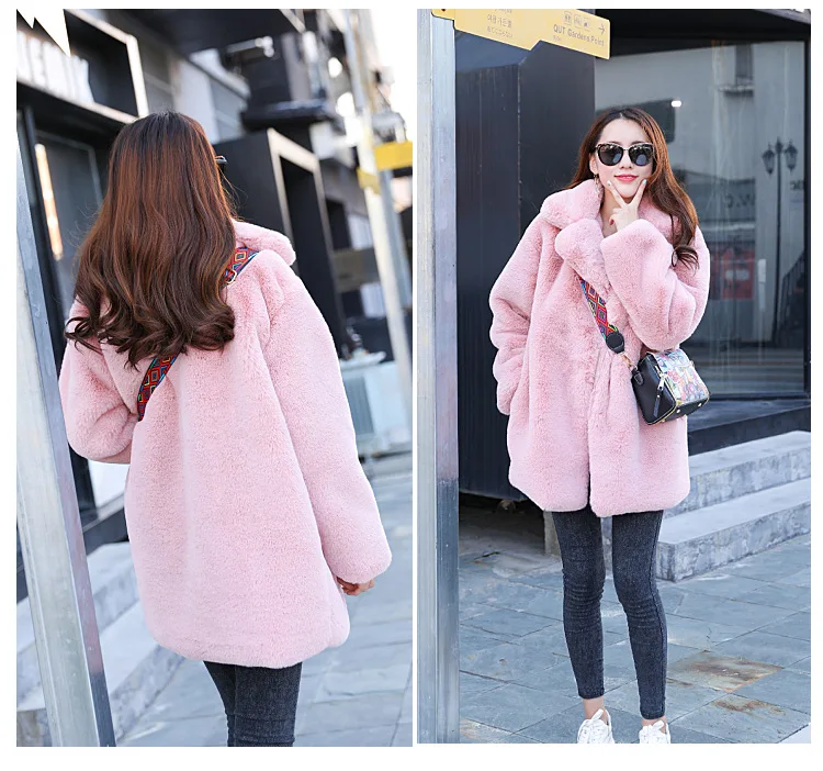 Cappotti di visone donna 2020 inverno Top Fashion cappotto di pelliccia sintetica rosa elegante capispalla caldo spesso giacca di pelliccia finta Chaquetas Mujer