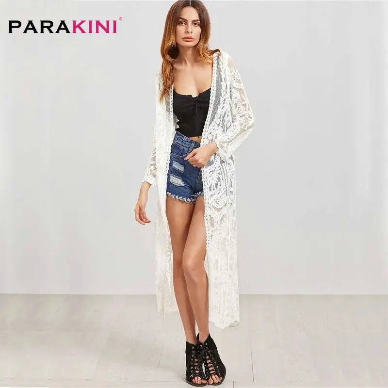 PARAKINI туника для пляжа длинное кружевное пляжное платье для женщин купальник бикини накидка для пляжа блузка парео белый пляжный костюм косплей одежда для плавания