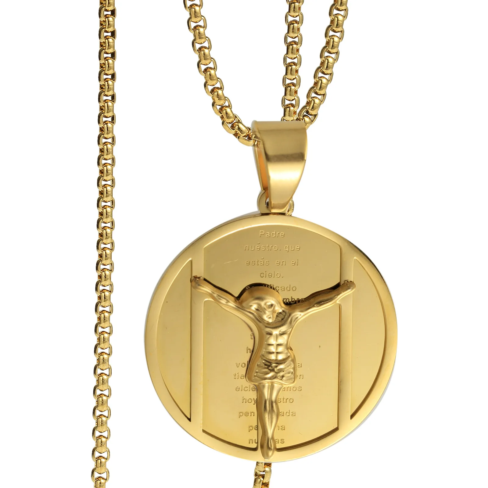 

Personality Stainless Steel Jesus Necklace for Women Men's Long Chain Necklace Hip Hop Chain Religion Anniversary Jewelry Gifts