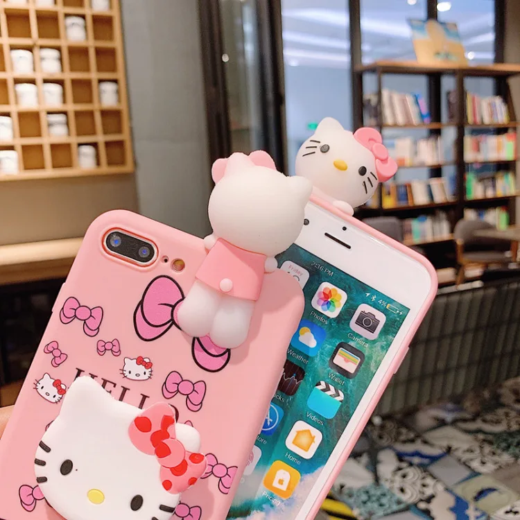 Роскошный 3D игрушечный держатель подставка для Iphone 11 Pro Чехол милый котенок розовый чехол для Iphone X XR XS MAX 7 8 6s Plus 11 Pro чехол ремешок