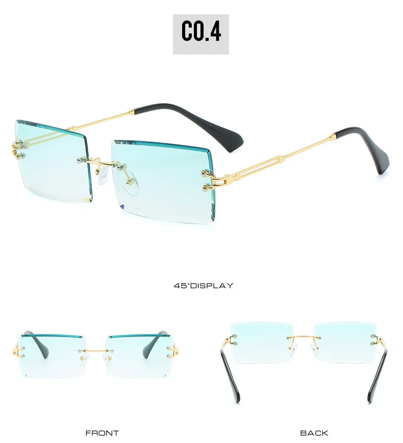 Новые Модные прямоугольные солнцезащитные очки без оправы Женские винтажные Роскошные брендовые дизайнерские женские солнцезащитные очки для женщин