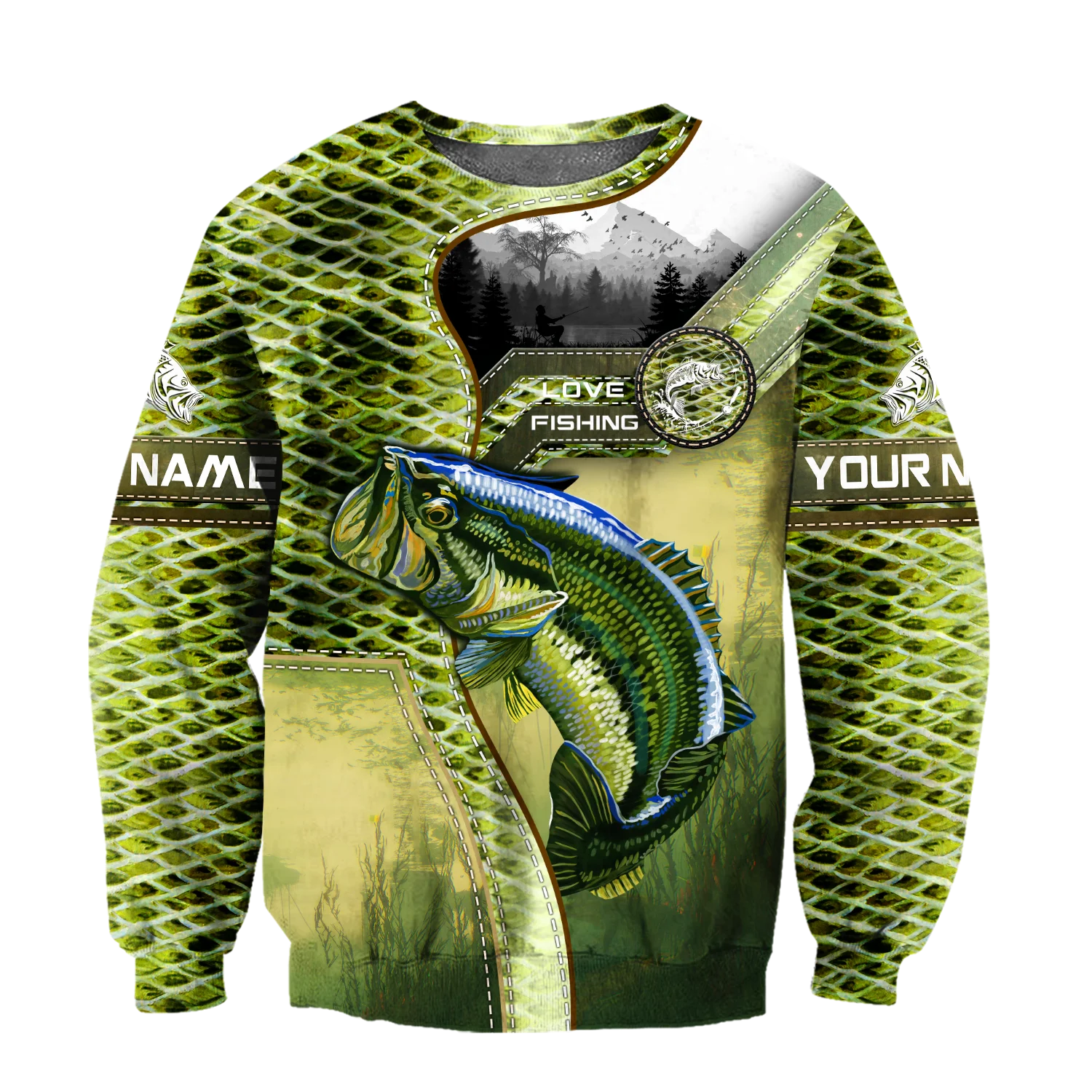 Custom Name Bass Fishing camo 3D Printed Mens autumn Hoodie Harajuku Unisex Casual Pullover Streetwear Jacket Tracksuits DK201