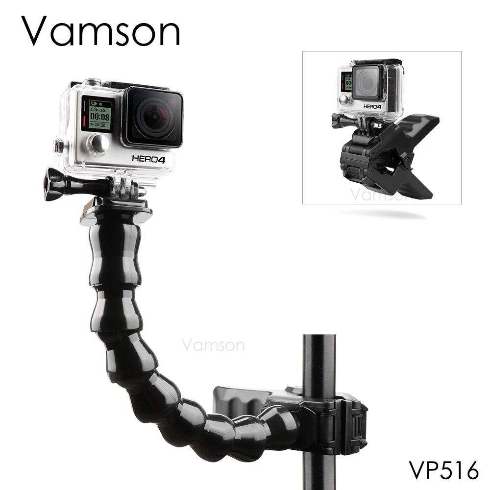 

Vamson for Go Pro Accessories Jaws Flex Clamp Mount Adjustable Neck For GoPro Hero 7 6 5 4 for DJI OSMO for Xiaomi yi 2 4k VP516