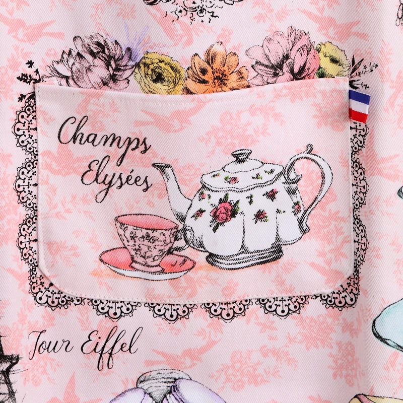 Розовый сладкий LES MACARONS DE PARIS взрослый Кухонный Фартук женщина с цветочным принтом Avental Tablier кухонный передник фартук