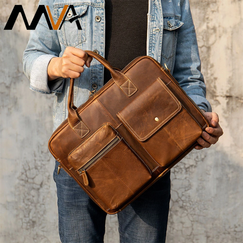 Men's 15 inch leather laptop bag Clearance
