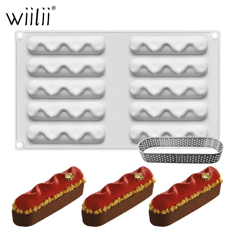

8 Holes S-shaped Mousse Mold For Baking Desser Chocolate Pastries Silicone Molds Strip Bakeware Cake Decoration Baking Tools