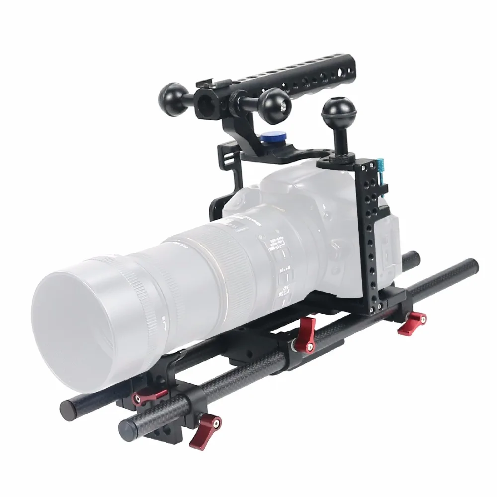 BGNing алюминиевая клетка для SLR камеры для GH4/GH5, подставка для объектива с кронштейном w/25 см, 40 см, карбоновый зажим для штанги, комплект для крепления Railblock