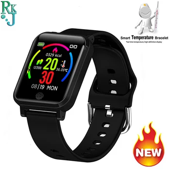 

2020 New Body Temperature Measurement Sports Bracelet F29 Heart Rate Blood Pressure Women Men Smart Watches for Android iOS