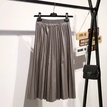 Осенняя Новинка, модная плиссированная юбка из искусственной кожи, эластичная высокая талия, универсальная женская юбка, женские юбки faldas mujer moda