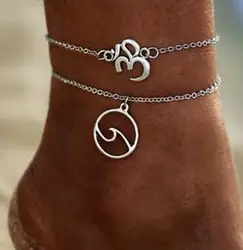 Новый стиль Европа и Америка креативный ножной браслет волны кулон на пляж ножной браслет сплав двойной слой ножной браслет