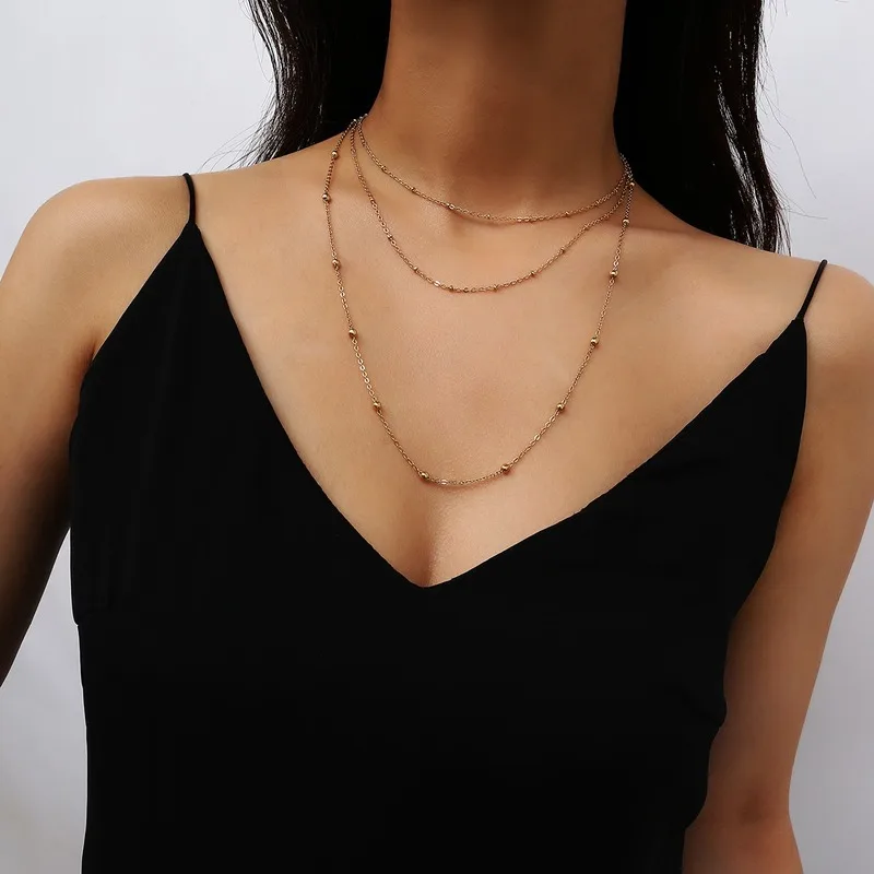 Abayabay Choker Personalized Girl Necklace Multilayer Chain Women Rose Gold Color Bohemia Necklaces Jewelry Lovers Kpop Collier