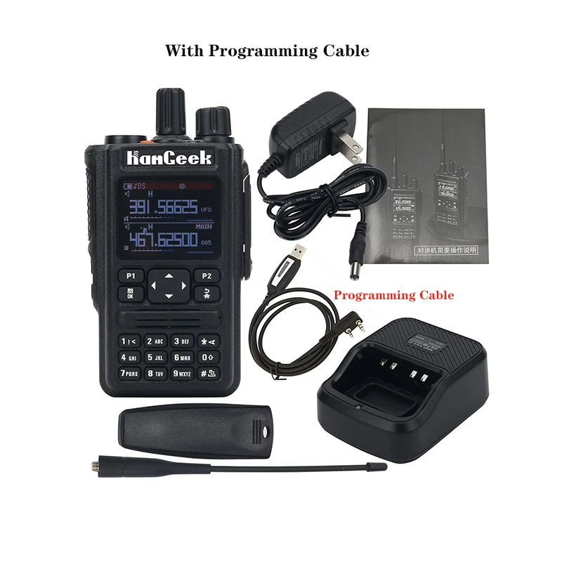 HamGeek HG-590 Amateur GPS Walkie Talkie 6-Band 256CH Two Way Radio Transceiver Optional Programming Cable Or Handheld Mic 