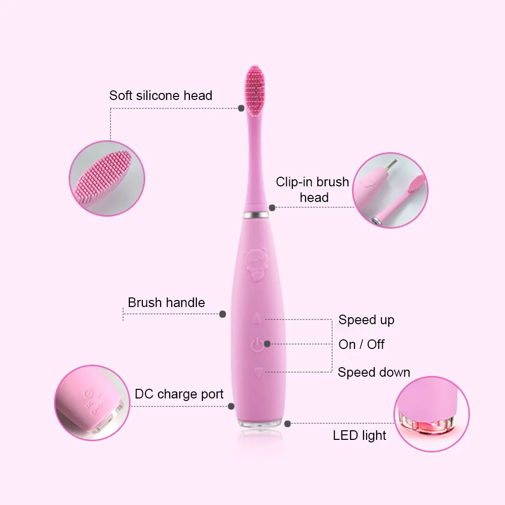

Ultrasonic Electric Toothbrush 5 Cleaning Modes Teeth Cleaning Whitening teeth Brush Silicone Head Rechargeable Tooth Brush