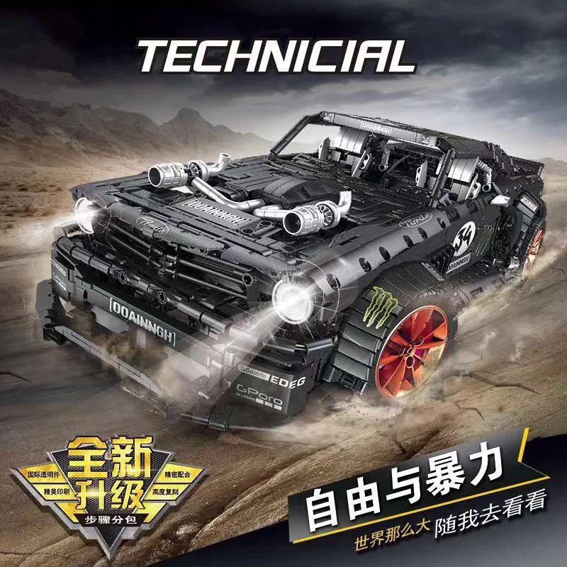 3168 шт. Diy строительные блоки технические серии MOC RC черный Fording Mustang гоночный автомобиль модель игрушки для детей подарок на день рождения