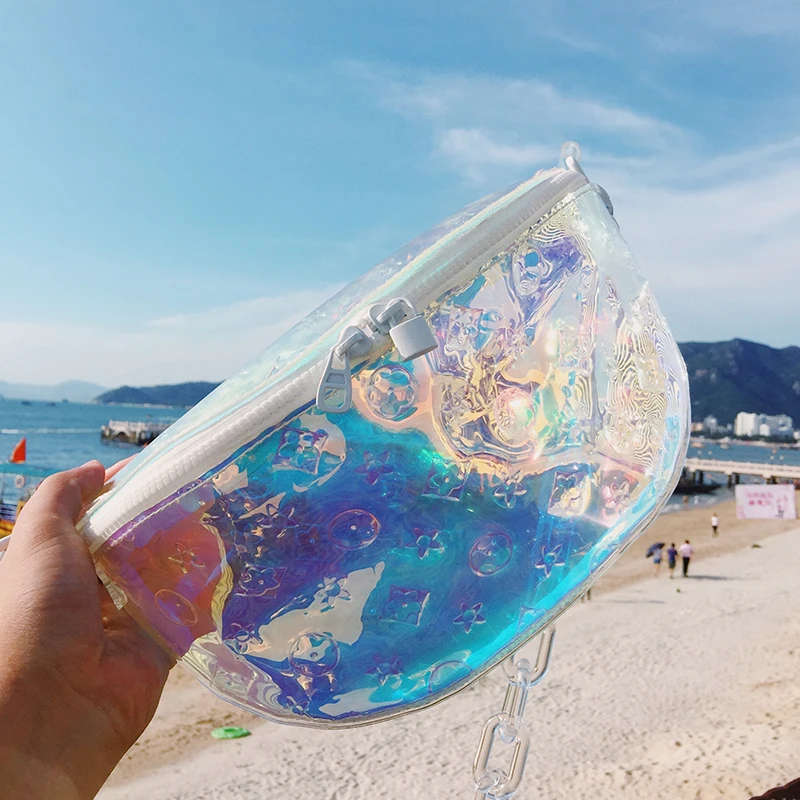 

Luxury Colorful Transparent Bags Fashion Women Messenger Bag 2019 Summer Chest Bag Acrylic Chain Pocket High Quality