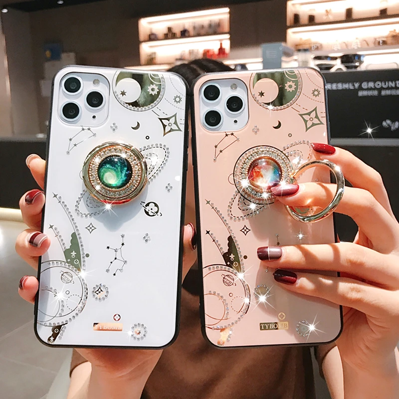 Блестящий чехол для телефона с рисунком планеты iphone 11Pro SE XR XS MAX 6 7 8 Plus зеркальный